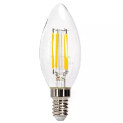 Żarówka świecowa LED filament przezroczysta C35 E14 8W biała ciepła - 8433325358785