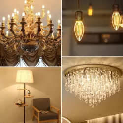 Żarówka świecowa LED filament przezroczysta C35 E14 8W biała ciepła - 8433325358785