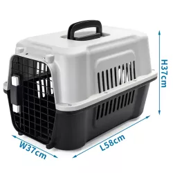 Transporter lotniczy, drzwiczki metalowe, jasnoszaro-czarny, 58cm - 8719138203895