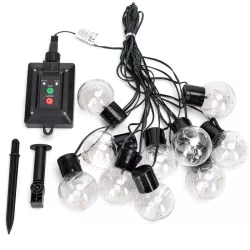 Kolorowa girlanda solarna 10 kul G50 podświetlane 5m drucikiem RGBY - 8433325329129