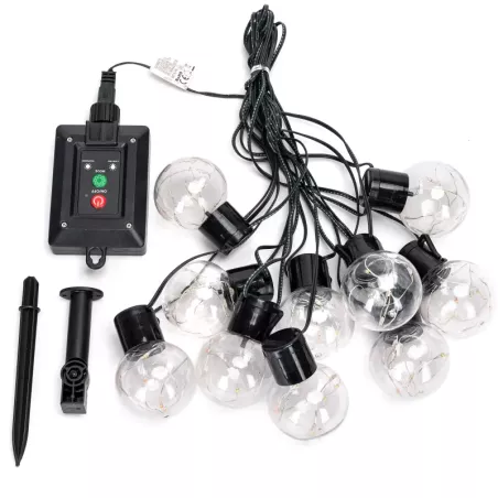 Kolorowa girlanda solarna 10 kul G50 podświetlane 5m drucikiem RGBY - 8433325329129