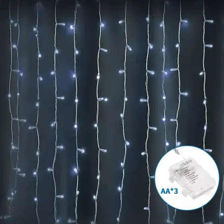 Płaska taśma świetlna kurtynowa na 3 baterie AA, Zimna biel, 2m * - 8433325298005