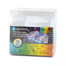 Sznurek świetlny 10m multikolor 100led RGB na baterie z pilotem 32 key - 8433325340155
