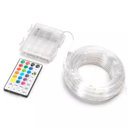 Wężyk świetlny 10m multikolor 100led Φ5 RGB na baterie z pilotem 32key - 8433325340179