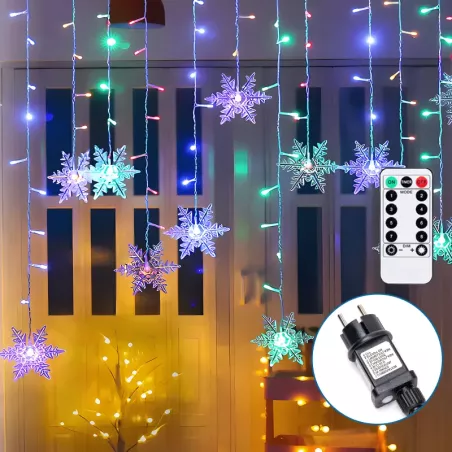 Niskonapięciowe podłączane lampki sznurkowe, płatki śniegu fala, - 8433325366155