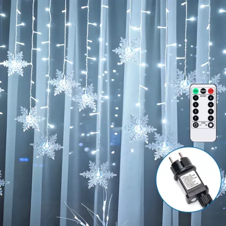 Niskonapięciowe podłączane lampki sznurkowe, płatki śniegu fala, - 8433325366148