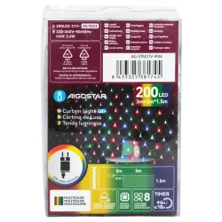 Siatka 200 led 3x1.5m kolorowa kurtyna zewnętrzna niskonapięciowa - 8433325381745