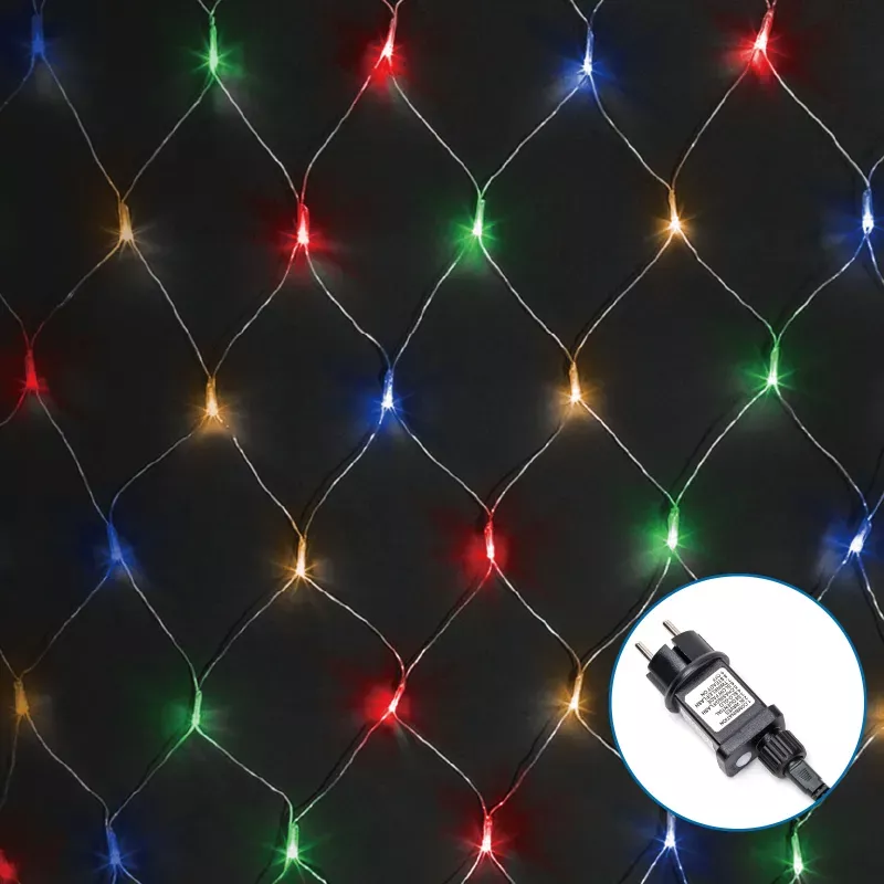 Siatka 100 led 1.5x1.5m kolorowa kurtyna zewnętrzna niskonapięciowa - 8433325381400