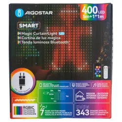 Inteligentne kurtyny świetlne, 5+1x1 m, RGBIC - 8433325365837