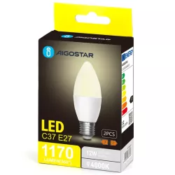 Żarówka LED 12W 4000K 1170lm świecowa C37 E27 2szt białe neutralne - 8433325387648