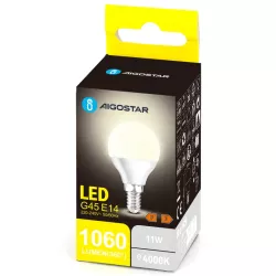 Żarówka LED 11W 4000K 1060lm biała mała neutralna kulka G45 gwint E14 - 8433325387709
