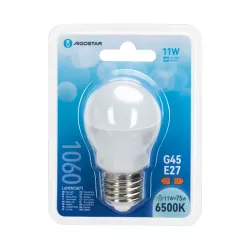 Żarówka LED 11W/230V 6500K 1060lm mała biała zimna kulka G45 gwint E27 - 8433325387778