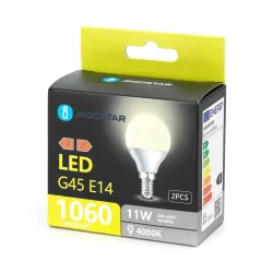 Żarówka LED 11W 4000K 1060lm biała kulka G45 E14 2szt białe neutralne - 8433325387822