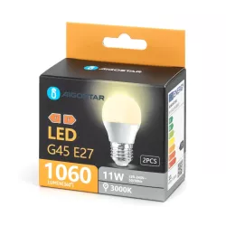 Żarówka LED 11W 3000K 1060lm biała kulka G45 E27 2szt białe ciepłe - 8433325387860