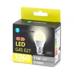Żarówka LED 11W 4000K 1060lm biała kulka G45 E27 2szt białe neutralne - 8433325387884