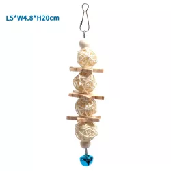 Gryzak dla papug 20x5cm drewniana zabawka dla ptaków z dzwoneczkiem - 8719138224562