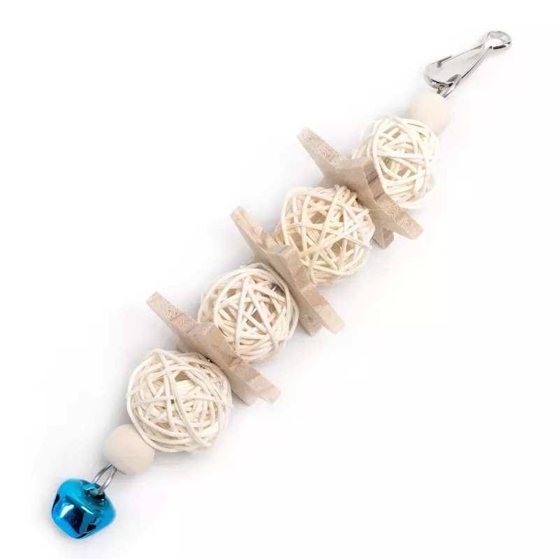 Gryzak dla papug 20x5cm drewniana zabawka dla ptaków z dzwoneczkiem - 8719138224562