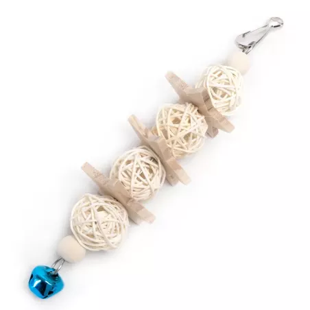 Gryzak dla papug 20x5cm drewniana zabawka dla ptaków z dzwoneczkiem - 8719138224562