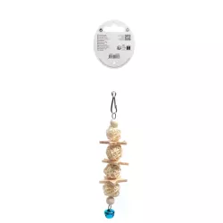 Gryzak dla papug 20x5cm drewniana zabawka dla ptaków z dzwoneczkiem - 8719138224562