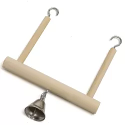 Drewniana huśtawka zabawka dla ptaków 12.5x1.5x10.5cm z dzwonkiem - 8719138224609