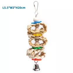 Huśtawka zabawka dla ptaków 5.5x3x20cm do powieszania z dzwonecznikiem - 8719138224586