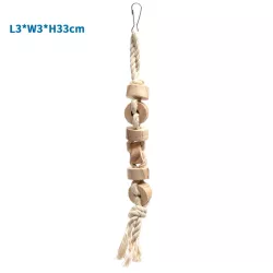 Gryzak dla papug 33x3cm drewniana zabawka dla ptaków ze sznurkiem - 8719138224555
