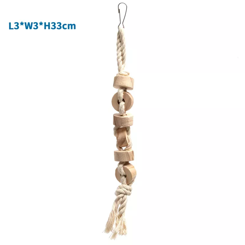 Gryzak dla papug 33x3cm drewniana zabawka dla ptaków ze sznurkiem - 8719138224555