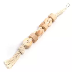 Gryzak dla papug 33x3cm drewniana zabawka dla ptaków ze sznurkiem - 8719138224555
