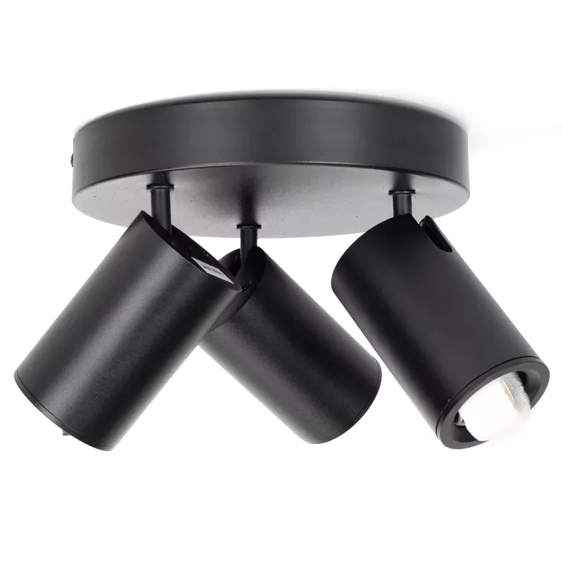 Potrójny czarny reflektor sufitowy z regulacją kąta GU-10 metalowy - 8433325343491