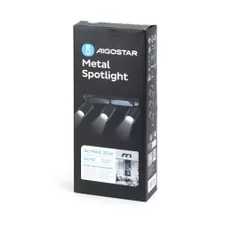 Potrójny czarny reflektor sufitowy z regulacją kąta GU-10 metalowy - 8433325343453