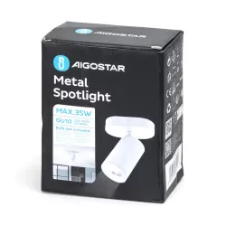 Reflektor sufitowy z regulacją kąta na jedną żarówkę GU-10 metalowy - 8433325343422