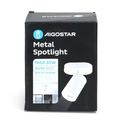 Reflektor sufitowy z regulacją kąta na jedną żarówkę GU-10 metalowy - 8433325343422