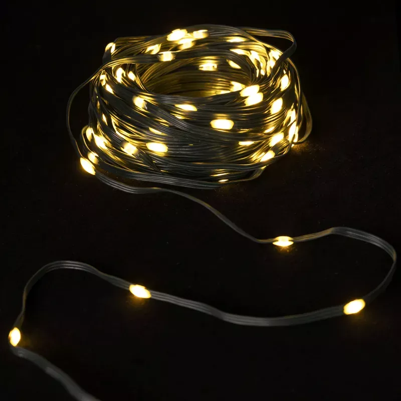 Sznur 10mb 100led ciepłych lampek Ip44 taśma świetlna z zasilaczem - 8433325300487