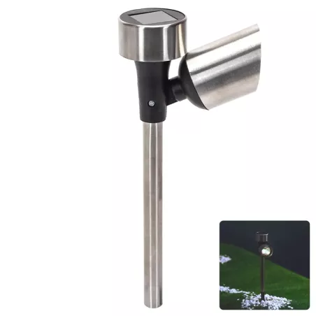 Reflektor ogrodowy solarny LED ze stali nierdzewnej biały zimny 6500K - 8433325328764