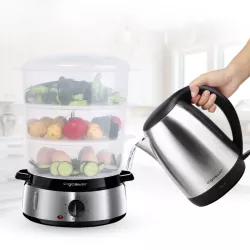 Elektryczny parowar ze stali nierdzewnej 9L 800W FITFOODIE STEEL - 8433325503130