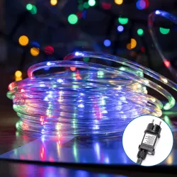 Wężyk led 5mb kolorowy sznur 50 led RGBY Φ5mm z zasilaczem 8 funkcji - 8433325307295