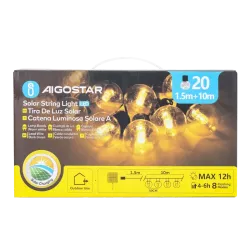 Girlanda solarna z kulkami G50 długość 10 m 20 białych ciepłych bąbli - 8433325329198