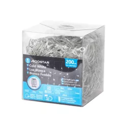 Płaska taśma świetlna sople przepływ na 3 baterie AA, Zimna biel, - 8433325298098