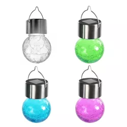 Ambientowa lampa ogrodowa solarna LED ze stali nierdzewnej pęknięta - 8433325321581