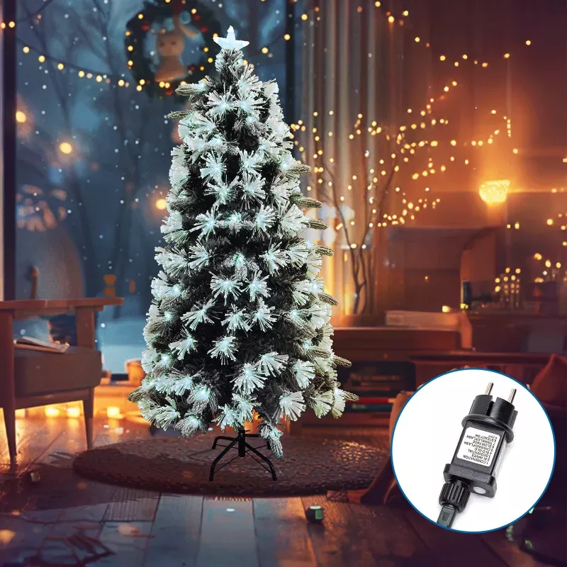 Choinka 120cm zielone drzewko zestaw z białymi chłodnymi lampkami led - 8433325368180