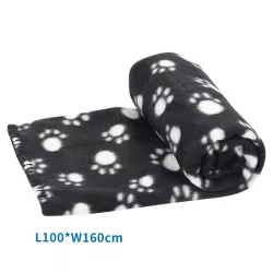 Koc dla psa z nadrukiem w łapki, czarny, L100*W160cm - 8719138034024
