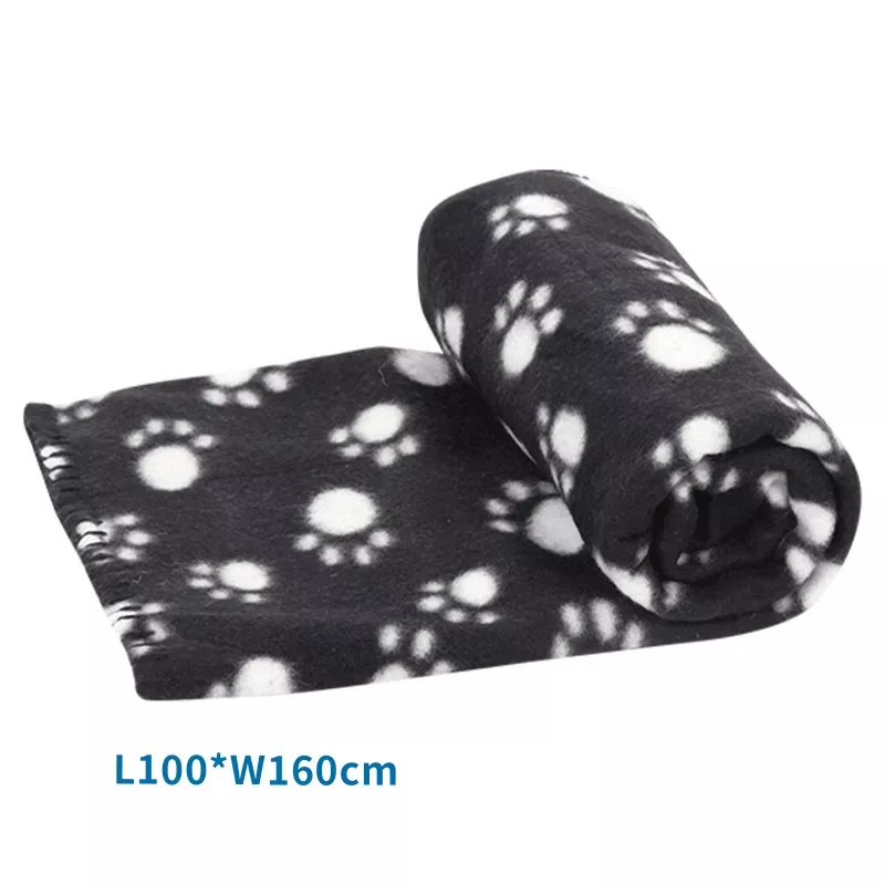 Koc dla psa z nadrukiem w łapki, czarny, L100*W160cm - 8719138034024