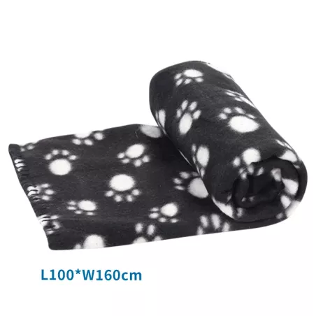 Koc dla psa z nadrukiem w łapki, czarny, L100*W160cm - 8719138034024