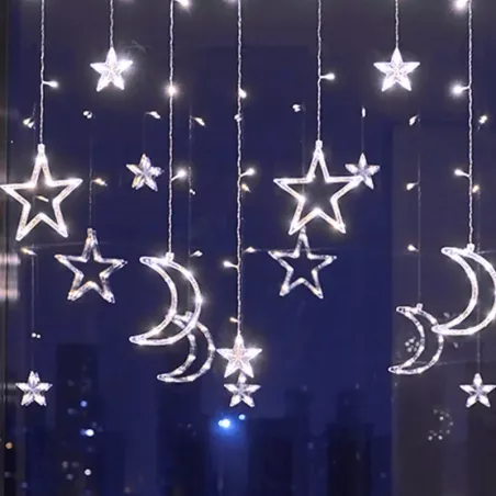 Solarne lampki sznurkowe, gwiazdy i księżyce fala, chłodna biel, 3 - 8433325365998