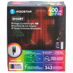 Inteligentne kurtyny świetlne, 5+2x2 m, RGBIC - 8433325365844