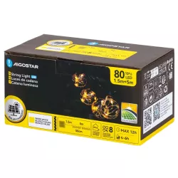 Solarna taśma świetlna G50 z drutu miedzianego, Ciepła biel, 5m - 8433325329105