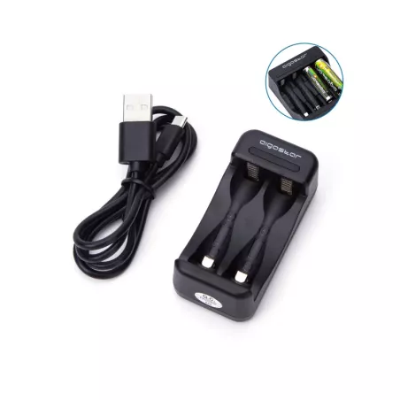 Ładowarka do akumulatorków od 1 do 2 ogniw AA/AAA zasilana z USB - 8433325201517