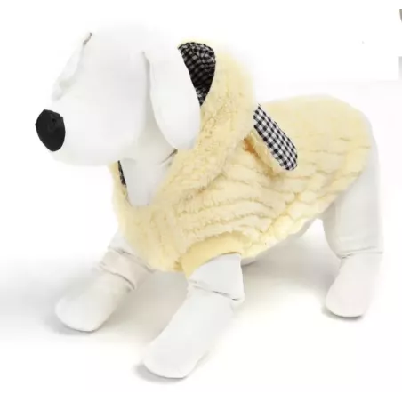 Płaszcz zimowy XXL 45 cm dla psa z kapturem miękki ciepły puszysty - 8719138065585