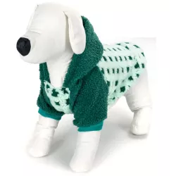 Płaszcz zimowy XS 20 cm w kratkę dla psa z kapturem miękki i ciepły - 8719138065592