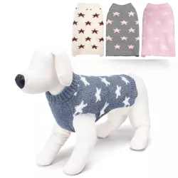 Sweter dla psa XL 40 cm żakardowy w gwiazdki miękki ciepły i wygodny - 8719138065271